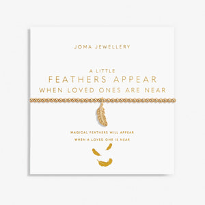 Gold plated Joma jewellery bracelet with hanging feather charm