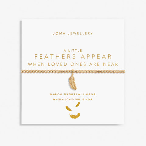 Gold plated Joma jewellery bracelet with hanging feather charm