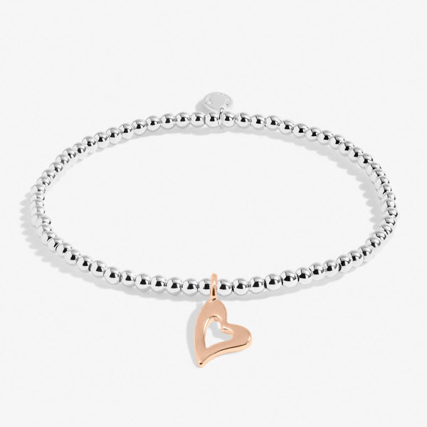 Joma beaded bracelet with rose gold plated open heart charm