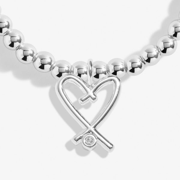 Joma Jewellery silver plated beaded bracelet with open heart hanging charm