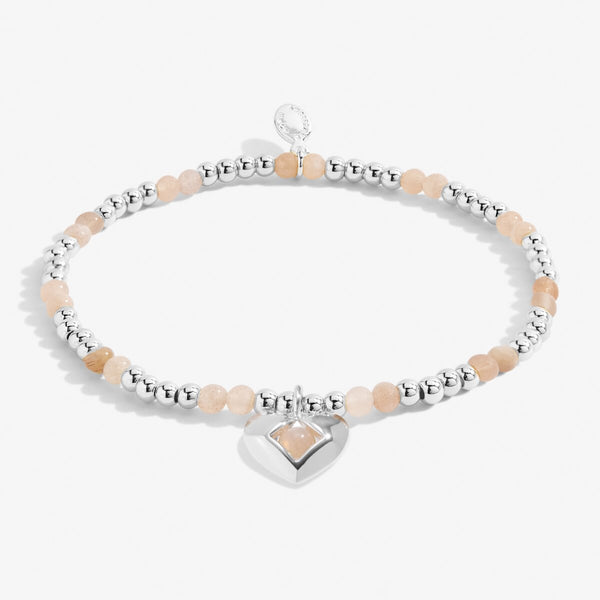 Joma Jewellery July Birthstone bracelet with semi-precious gemstones and silver plated heart charm.