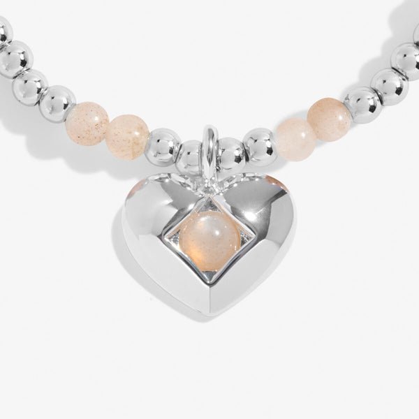 Joma Jewellery July Birthstone bracelet with semi-precious gemstones and silver plated heart charm.