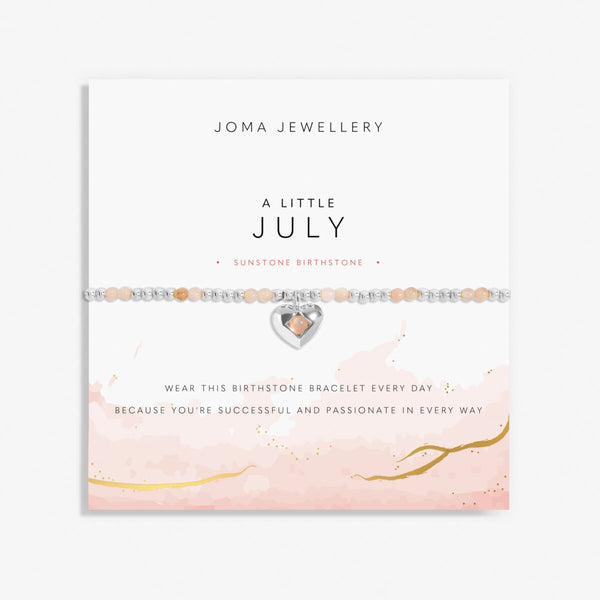 Joma Jewellery July Birthstone bracelet with semi-precious gemstones and silver plated heart charm.