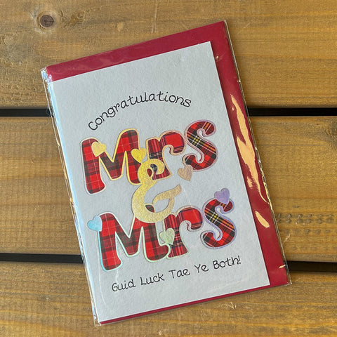 Scottish Wedding Card - Mrs & Mrs - Tartan