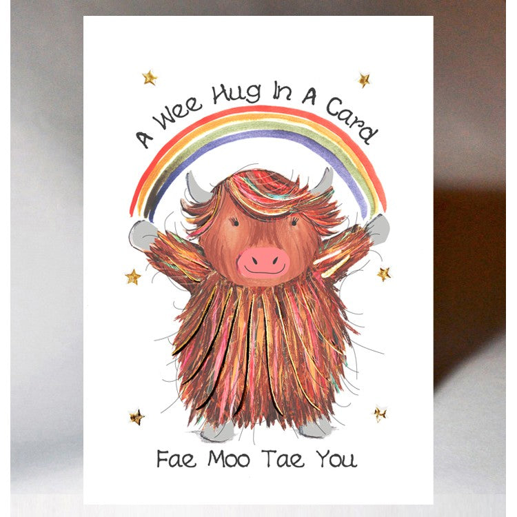 Scottish greeting card featuring a highland 