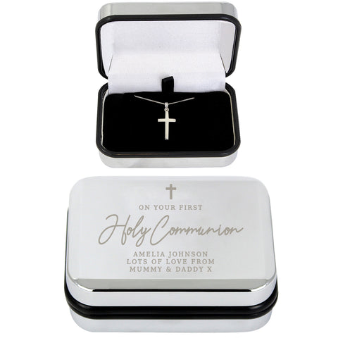 Sterling silver cross necklace with trinket box