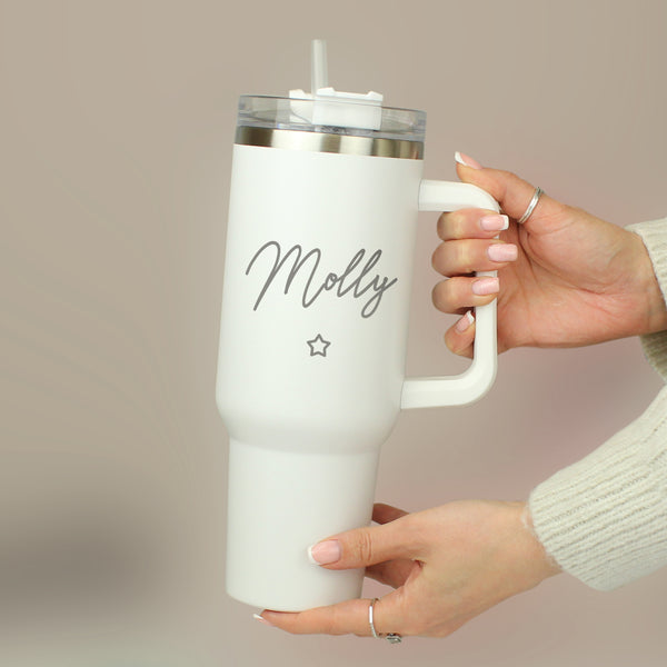 Personalised white insulated travel cup