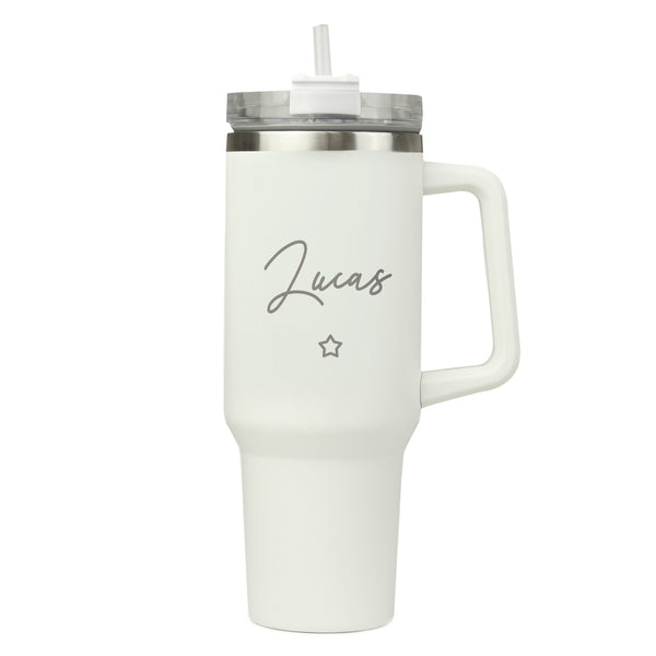 Personalised white insulated travel cup