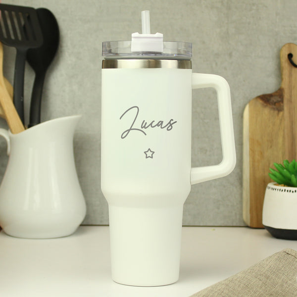 Personalised white insulated travel cup