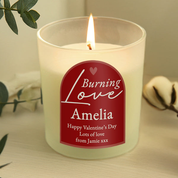 Personalised Jar Candle with the words Burning Love