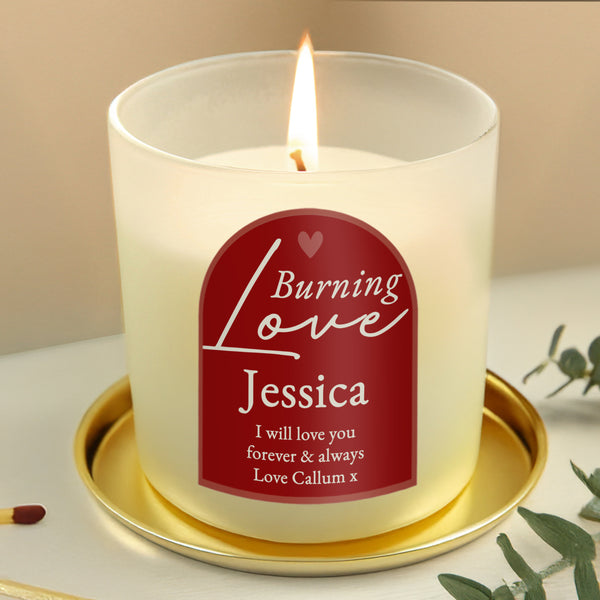 Personalised Jar Candle with the words Burning Love