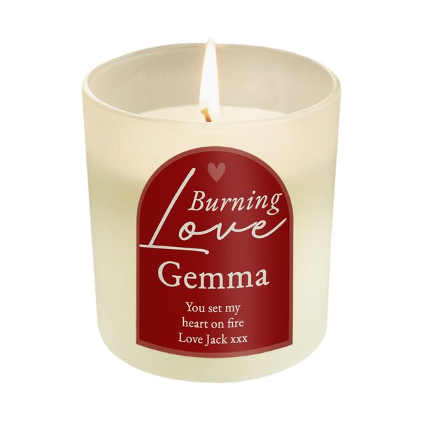 Personalised Jar Candle with the words Burning Love