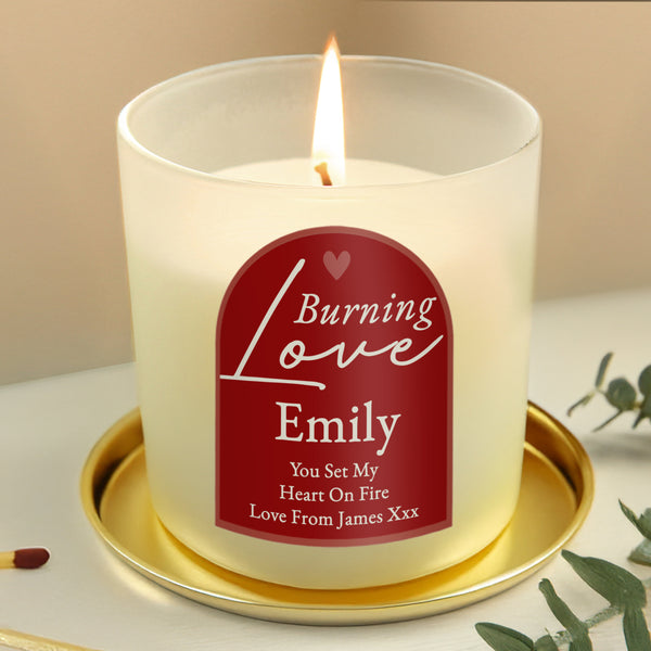 Personalised Jar Candle with the words Burning Love