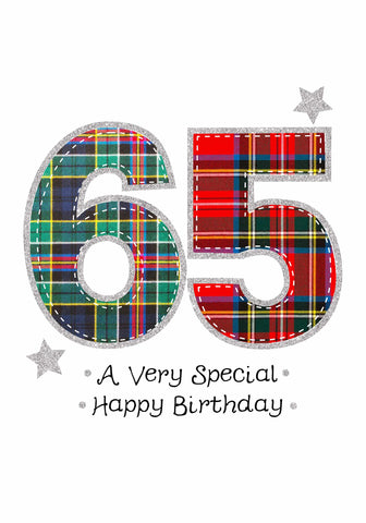 Scottish Birthday Card - Tartan 65th