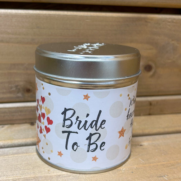 Bride To Be Tin Candle with sparkles