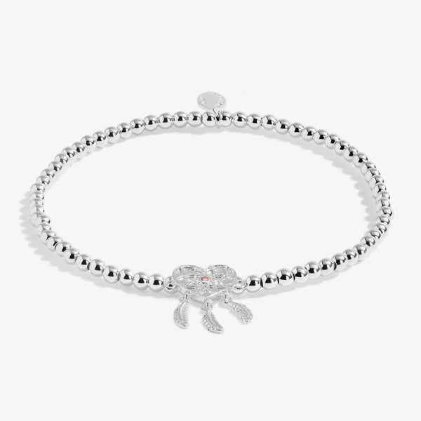 Joma Jewellery girls silver plated beaded bracelet with heart shaped dreamcatcher charm.