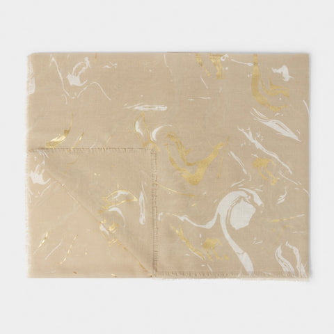 Marble printed Katie Loxton printed scarf in light taupe, white and gold