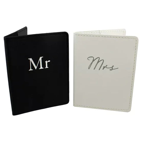 Black and White Mr and Mrs set of passport holders