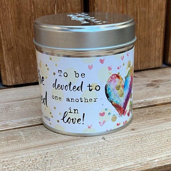 Tin candle with added sparkles and sentiment You're Engaged